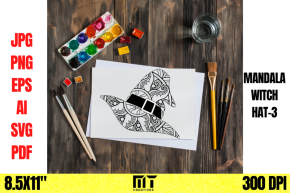 Explore the Magic of Halloween Witch Hat Mandala Coloring 3