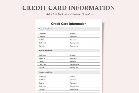 Manage Your Finances with Credit Card Info Planner