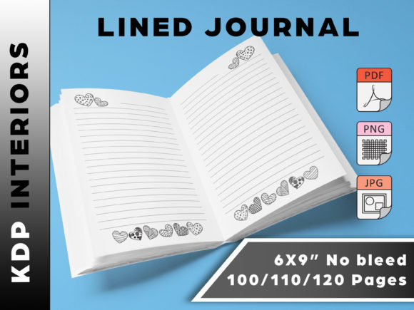 Simple Heart Themed Lined Journal