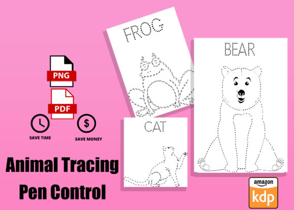 Tracing Animals Cat Frog Bear KDP for Creative Design